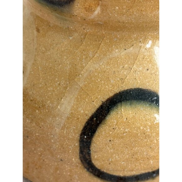 Vintage 1940s Stoneware Salt Glaze Art Pottery Vase Beige 4.5" Signed - Picture 7 of 9